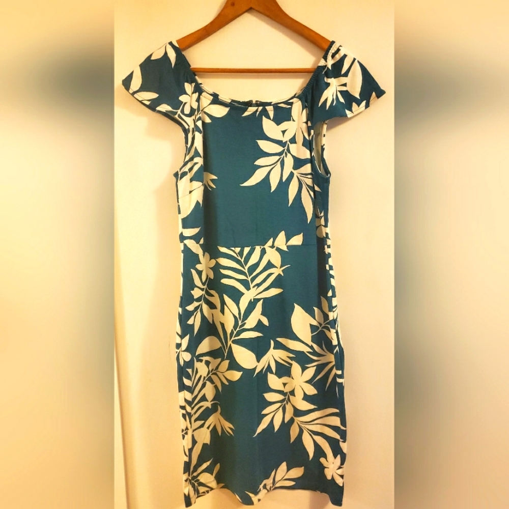 Teal & White midi dress